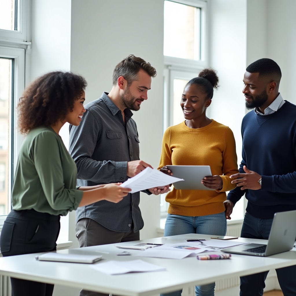 Team collaborating on renewable energy research